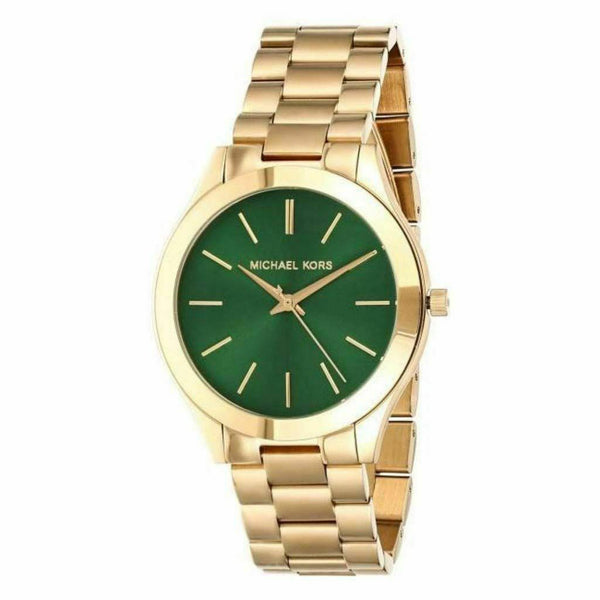 Michael Kors Slim Runway Green ️dial Gold Tone Ladies Watch#MK3435 - Watches of America