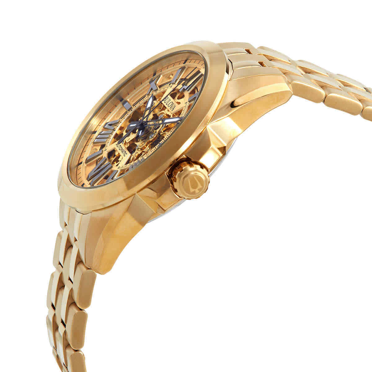 Bulova Shutton Automatic Gold Skeleton Dial Men s Watch 97A162