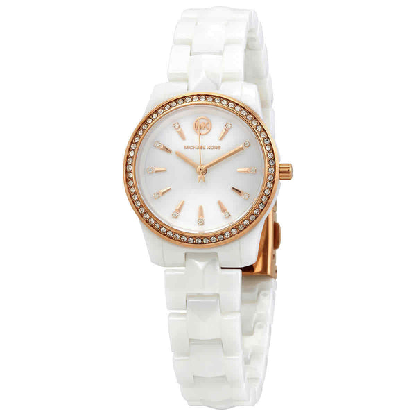 Michael Kors Runway Mercer Quartz Crystal Silver Dial Ladies Watch MK6840