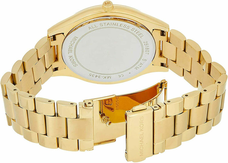 Michael Kors Slim Runway Green ️dial Gold Tone Ladies Watch#MK3435 - Watches of America #4
