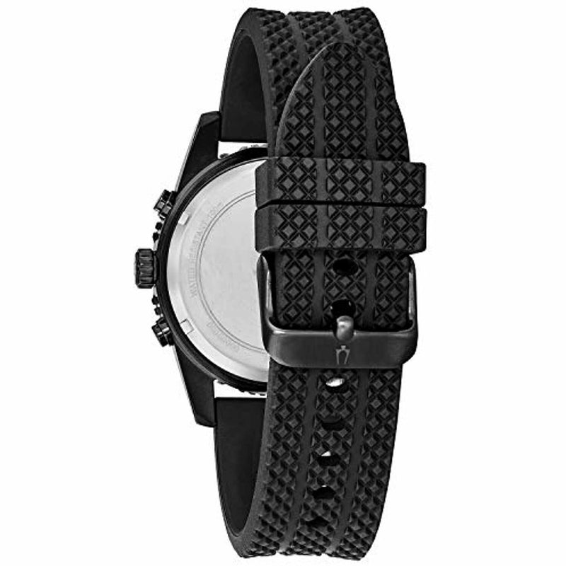 Bulova Chronograph Quartz Black Dial Black Silicone Men's Watch 98A211
