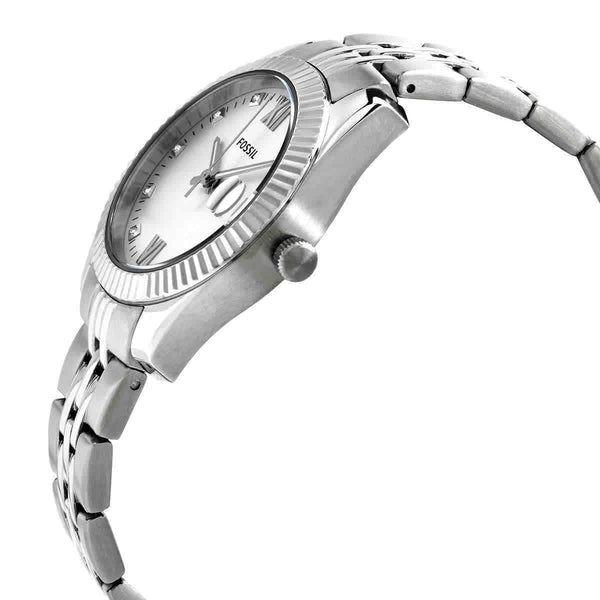 Fossil Scarlette Mini Quartz Crystal Silver Dial Ladies Watch ES4897