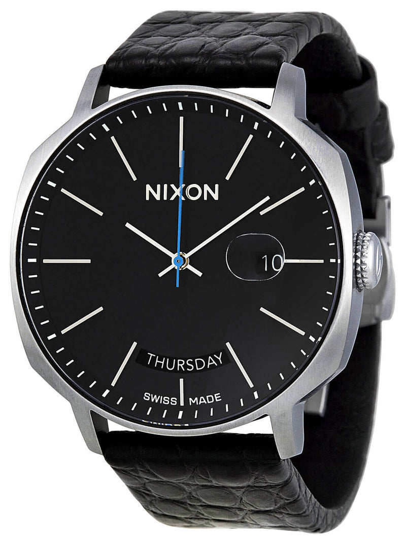 Nixon Reloj de hombre de cuero con esfera negra A126000