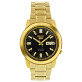 Seiko 5 Automatic Black Dial Yellow Gold-tone Men's Watch #SNKK22 - Watches of America