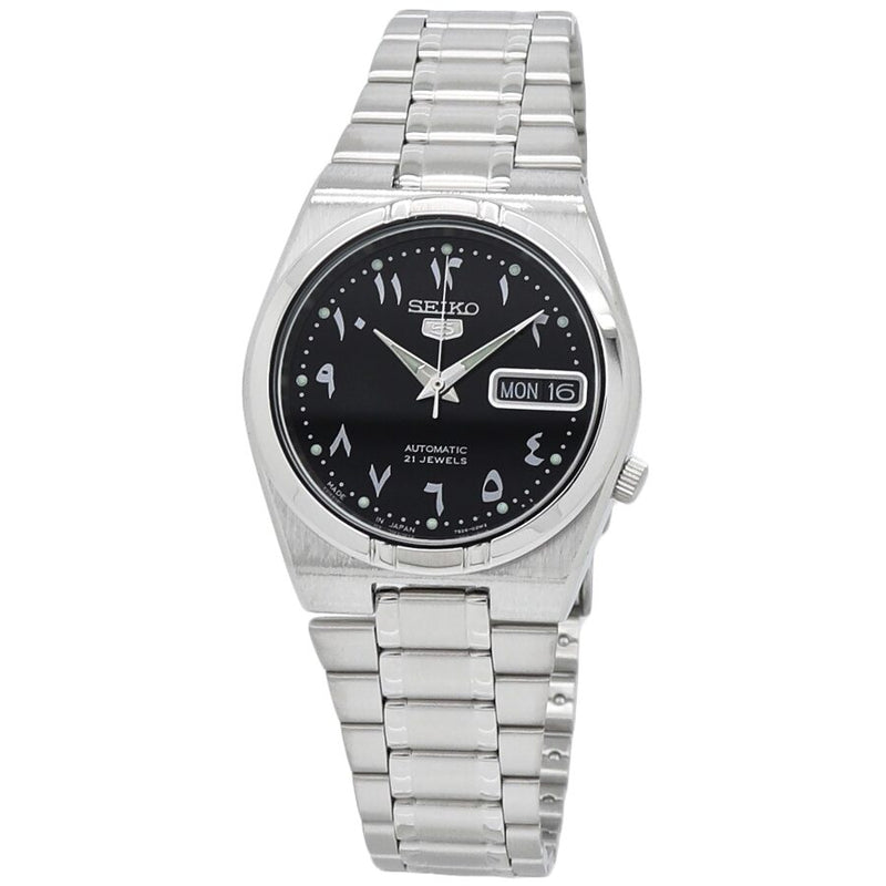 Seiko 5 Automatic Black Dial Stainless Steel Men's Watch #SNK063J5 - Watches of America