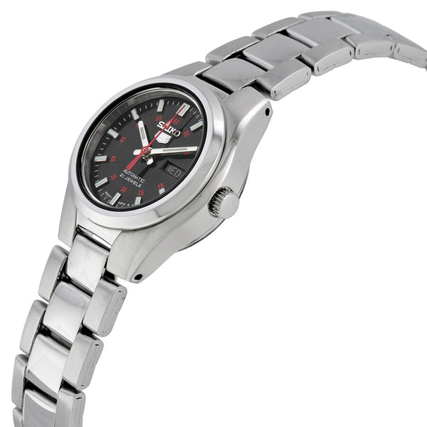 Seiko 5 Automatic Black Dial Stainless Steel Ladies Watch #SYMC27 - Watches of America #2