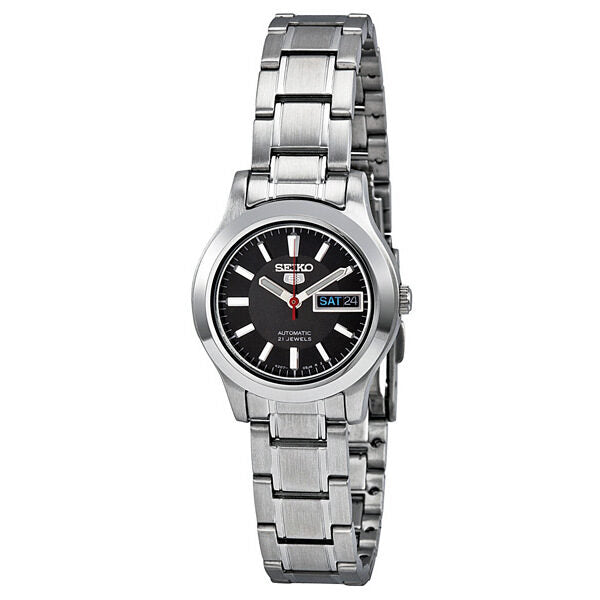 Seiko 5 Automatic Black Dial Stainless-Steel Ladies Watch #SYMD95 - Watches of America