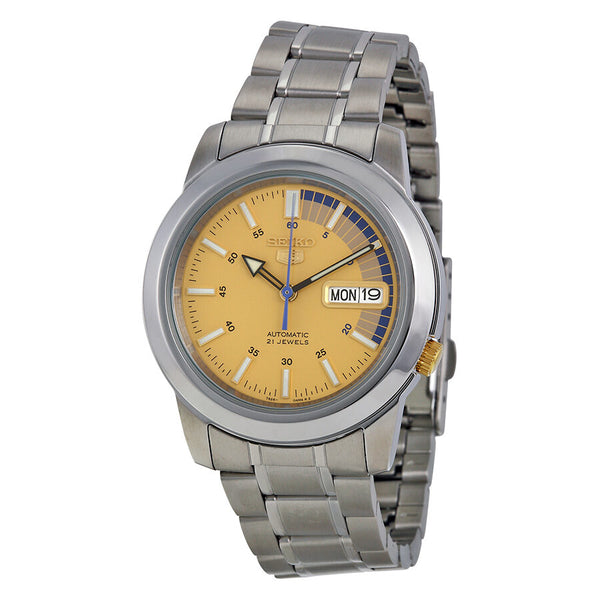 Seiko 5 Automatic Gold Dial Stainless Steel Men's Watch #SNKK29 - Watches of America