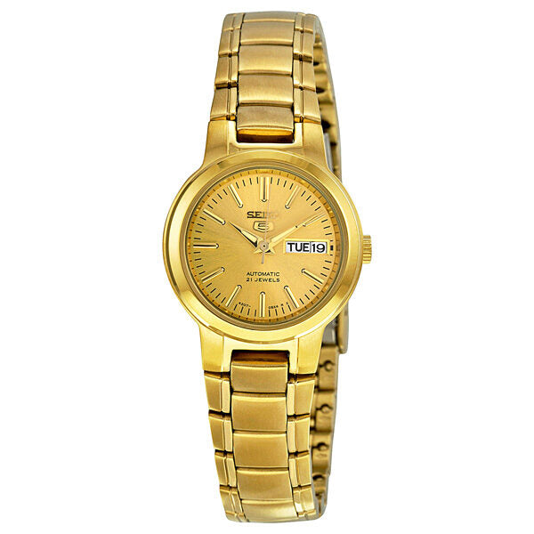 Seiko Series 5 Automatic Gold Dial Ladies Watch #SYME46 - Watches of America