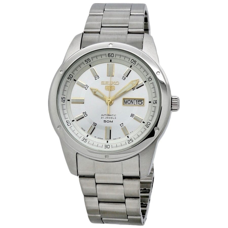 Seiko 5 Automatic Silver Dial Stainless Steel Men's Watch #SNKN11J1 - Watches of America