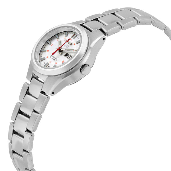 Seiko 5  Automatic Silver Dial Stainless Steel Ladies Watch #SYMC21 - Watches of America #2