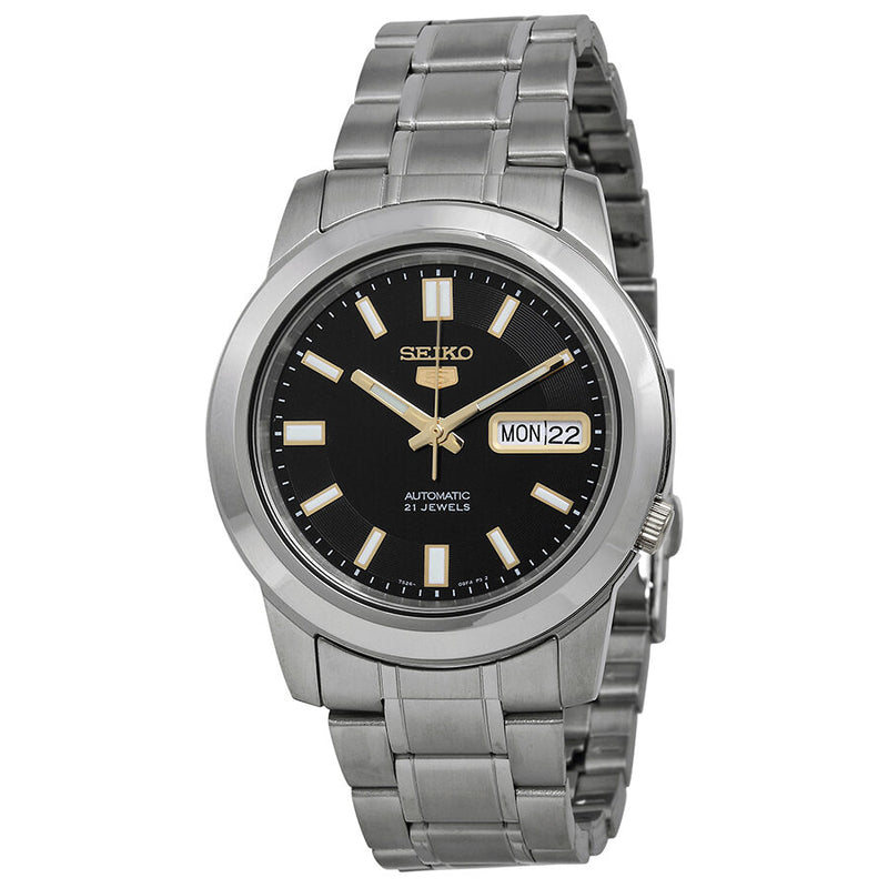 Seiko 5 Automatic Stainless Steel Black Dial Men's Watch #SNKK17 - Watches of America