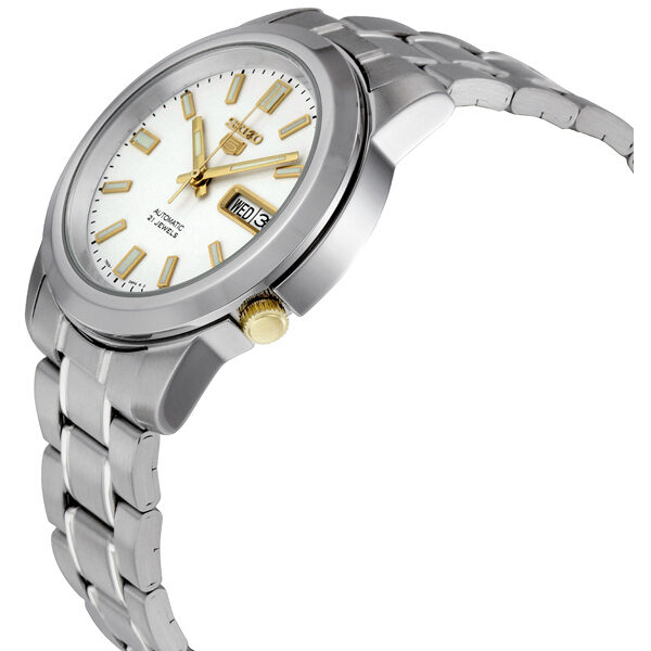 Seiko 5 Automatic Stainless Steel White Dial Men's Watch #SNKK07 - Watches of America #2