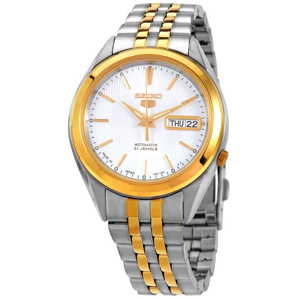 Seiko 5 Automatic White Dial Two-tone Men's Watch #SNKL24J1 - Watches of America