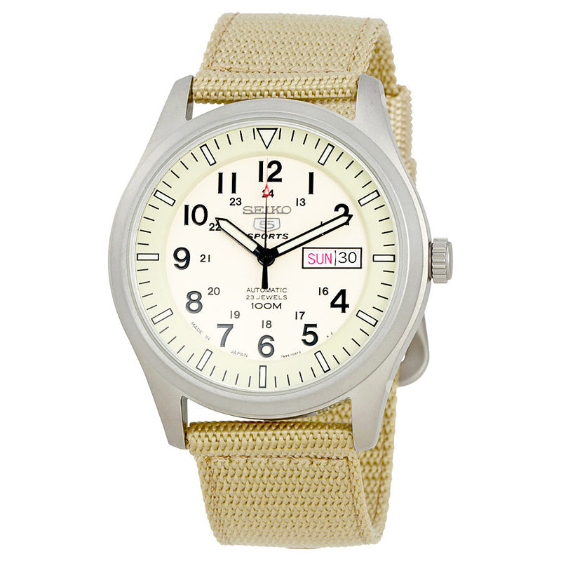 Seiko 5  Automatic Beige Dial Men's Watch #SNZG07J1 - Watches of America