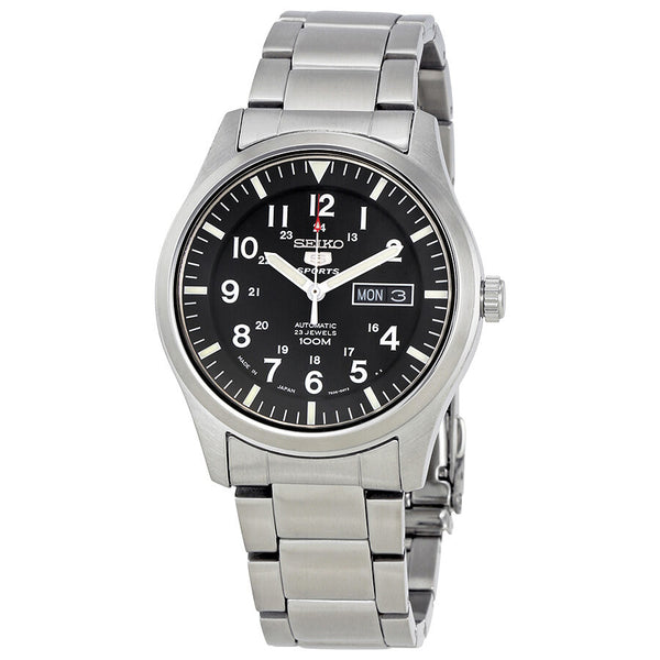 Seiko 5 Black Dial Stainless Steel Men's Watch #SNZG13J1 - Watches of America