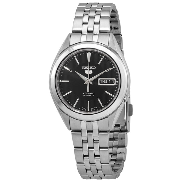 Seiko 5 Black Dial Stainless Steel Men's Watch #SNKL23 - Watches of America