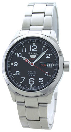 Seiko 5 Black Dial Stainless Steel Men's Watch #SRP269 - Watches of America