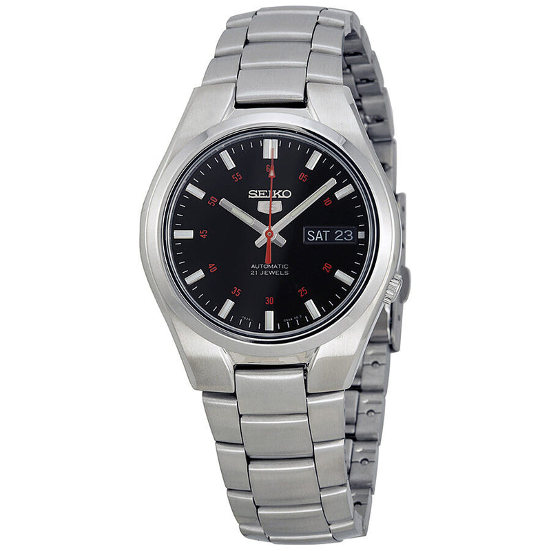 Seiko Series 5 Automatic Black Dial Stainless Steel Men's Watch #SNK617 - Watches of America