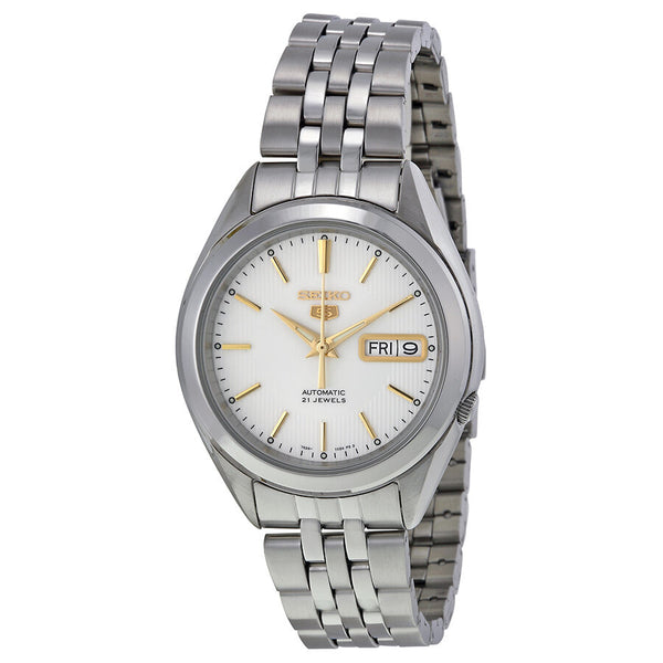 Seiko 5 Silver Dial Stainless Steel Men's Watch #SNKL17 - Watches of America