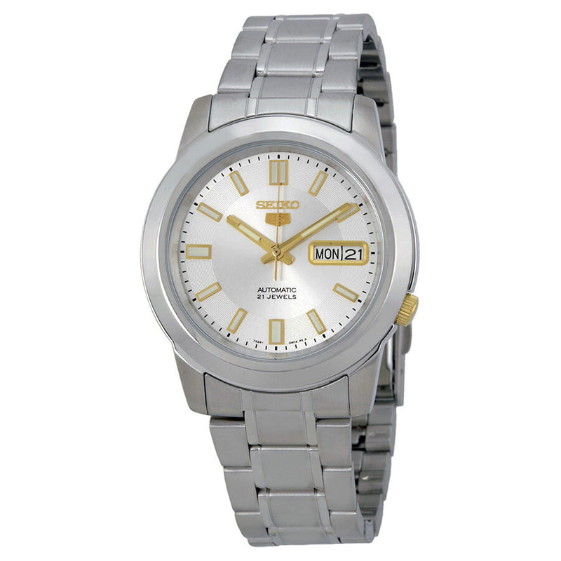 Seiko 5 Silver Stainless Steel Automatic Men's Watch #SNKK09 - Watches of America