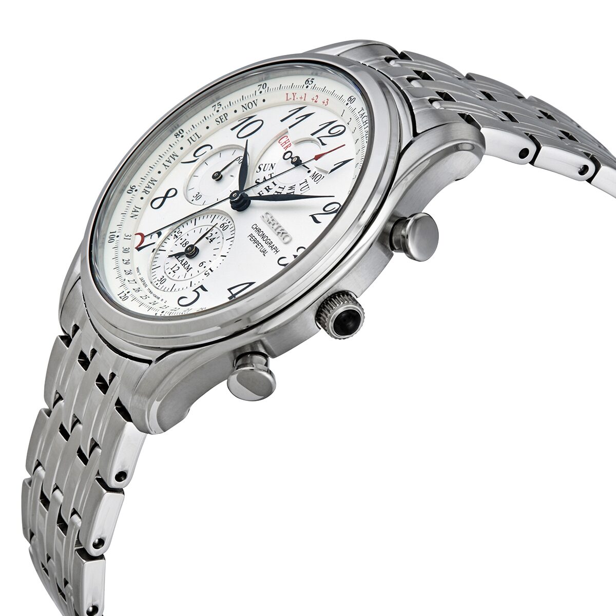 Seiko Chronograph Alarm Quartz Silver Dial Men s Watch SPC251P1