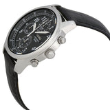 Seiko Chronograph Black Dial Black Leather Men's Watch #SNDC33 - Watches of America #2