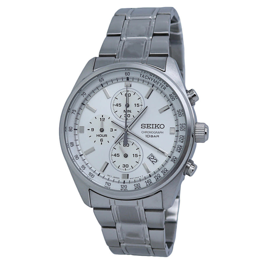 Seiko Chronograph Quartz Silver Dial Men's Watch #SSB375 - Watches of America
