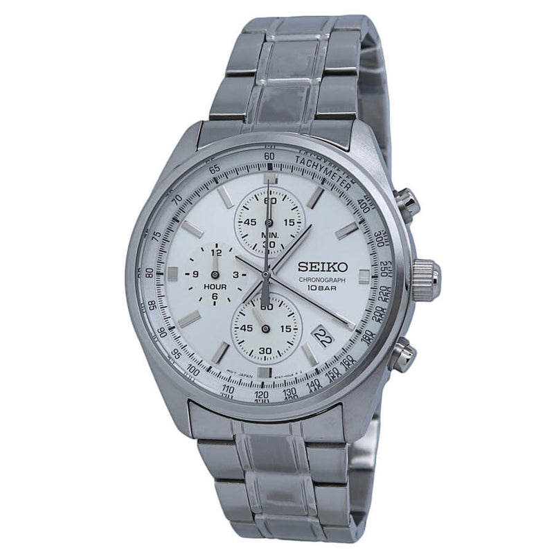 Seiko Chronograph Quartz Silver Dial Men's Watch #SSB375 - Watches of America