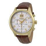 Seiko Chronograph Silver Dial Brown Leather Men's Watch #SPC088 - Watches of America