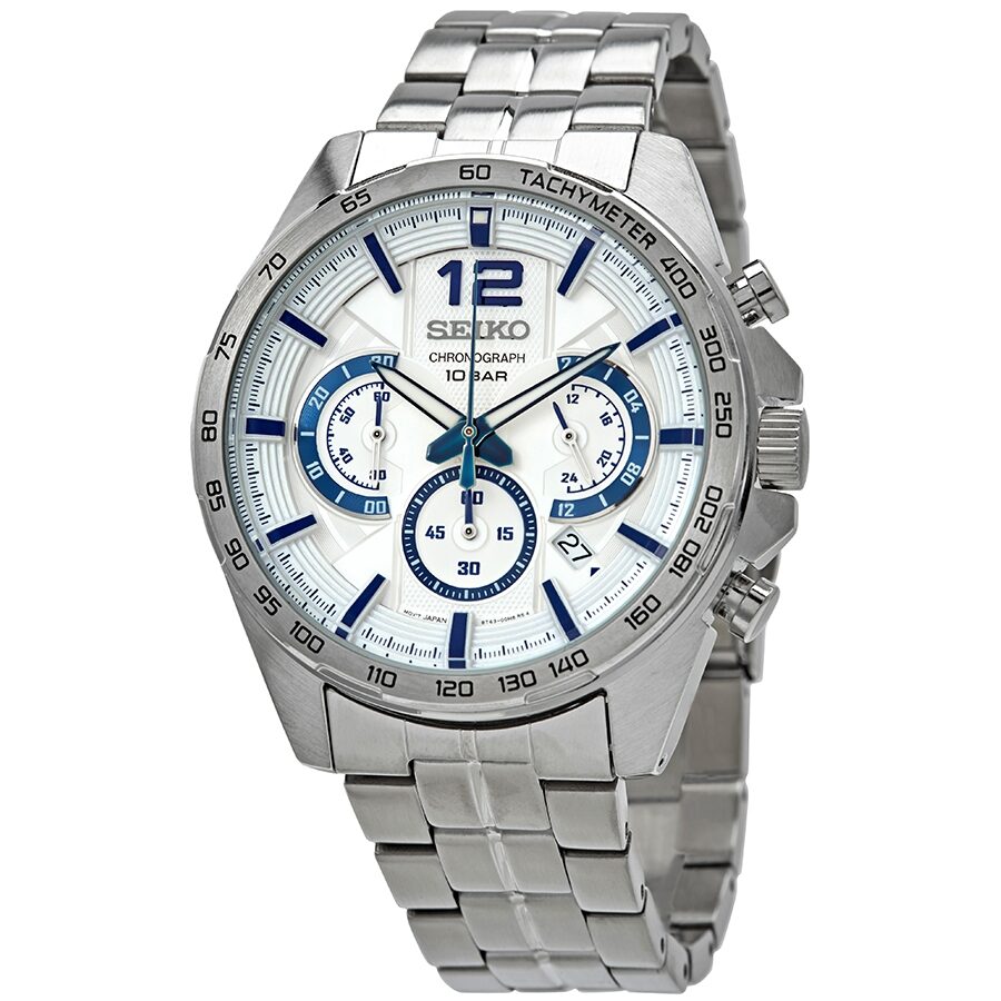 Seiko Conceptual Chronograph Quartz White Dial Men's Watch #SSB343P1 - Watches of America