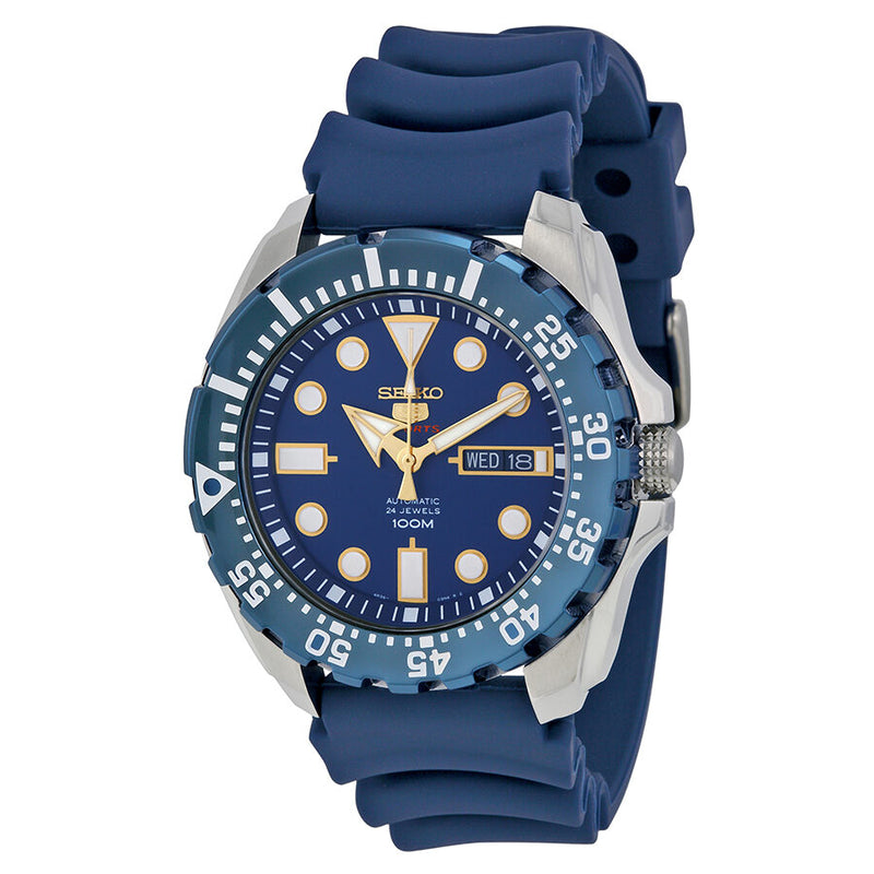 Seiko Diver Automatic Blue Dial Blue Rubber Men's Watch #SRP605K2 - Watches of America