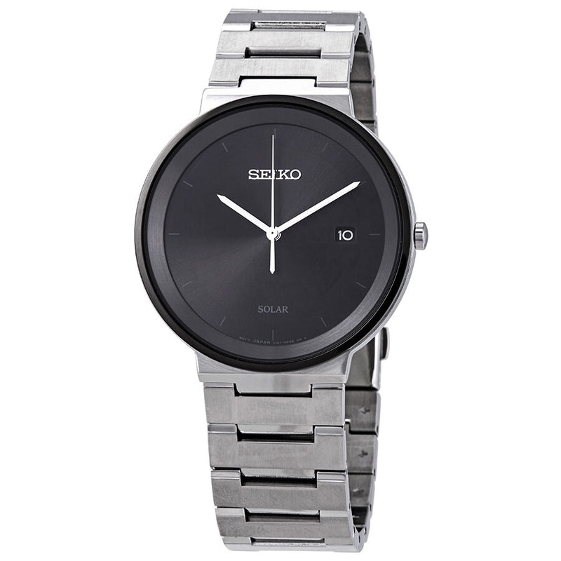 Seiko Essentials Black Dial Stainless Steel Men's Watch #SNE479 - Watches of America