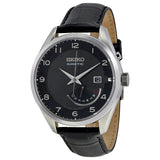 Seiko Kinetic Black Dial Black Leather Men's Watch #SRN051P1 - Watches of America
