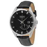 Seiko Kinetic Black Dial Black Leather Men's Watch #SRN045P2 - Watches of America
