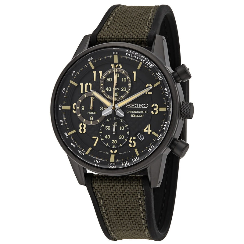 Seiko Lord Chronograph Quartz Black Dial Men's Watch #SSB373P1 - Watches of America
