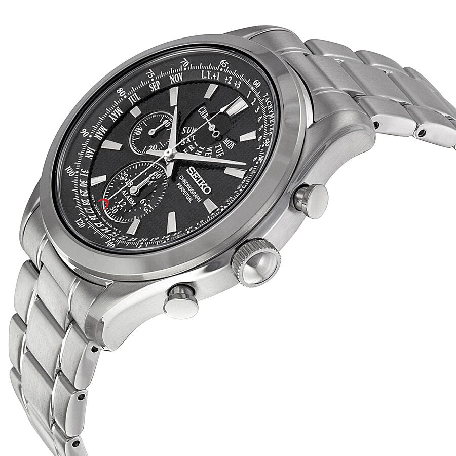 Seiko Neo Classic Alarm Perpetual Black Dial Men's Watch #SPC125 - Watches of America #2