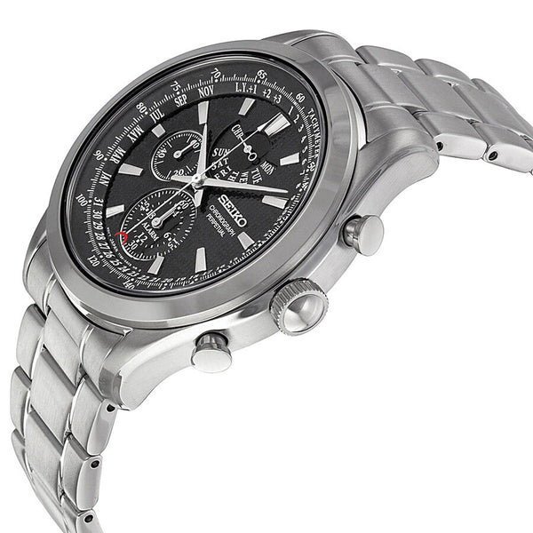 Seiko Neo Classic Alarm Perpetual Black Dial Men's Watch #SPC125 - Watches of America #2