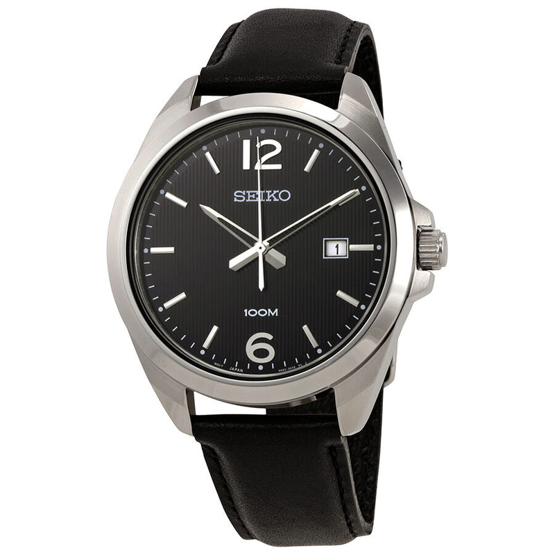 Seiko Neo Classic Black Dial Black Leather Men's Watch #SUR215 - Watches of America