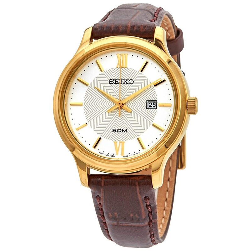 Seiko Neo Classic Quartz White Patterned Dial Ladies Watch #SUR644P1 - Watches of America