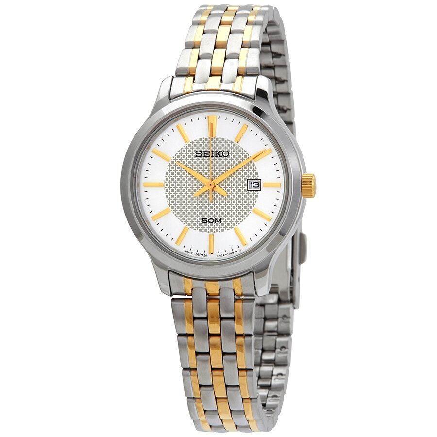 Seiko Neo Classic Quartz White Dial Two-tone Ladies Watch #SUR647P1 - Watches of America