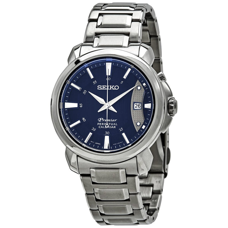 Seiko Premier Quartz Blue Dial Men's Watch #SNQ157 - Watches of America