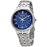 Seiko Solar Quartz Blue Dial Stainless Steel Men's Watch #SNE507 - Watches of America