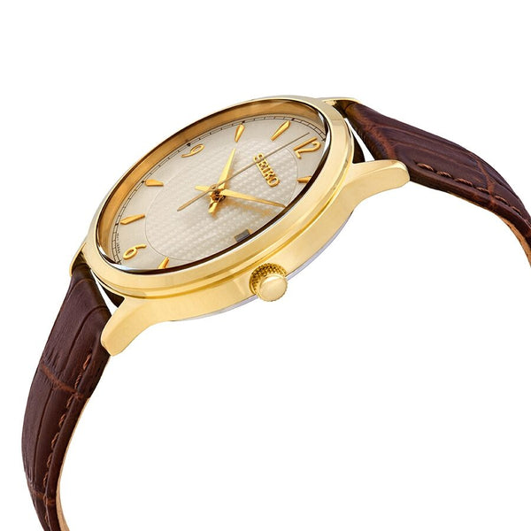 Seiko Quartz White Dial Brown Leather Men's Watch #SGEH86 - Watches of America #2
