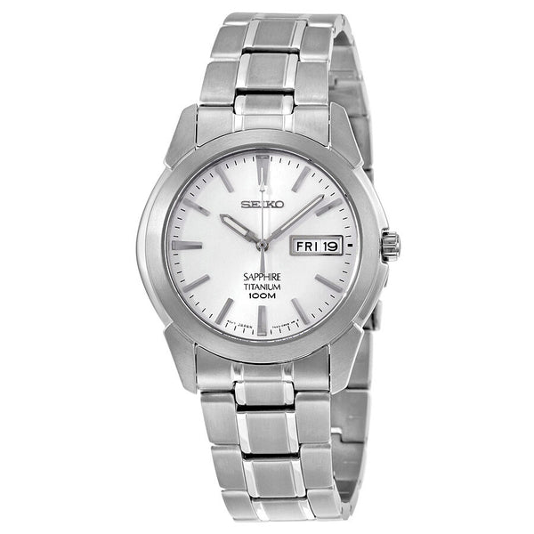 Seiko Sapphire White Dial Titanium Men's Watch #SGG727P1 - Watches of America