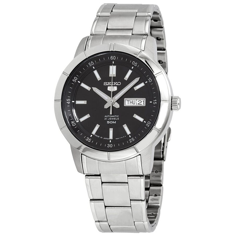 Seiko Seiko 5 Automatic Black Dial Stainless Steel Men's Watch #SNKN55J1 - Watches of America