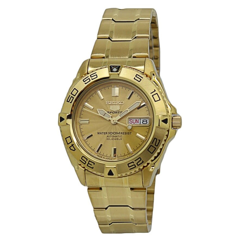 Seiko Seiko 5 Sports Automatic Gold Dial Men's Watch #SNZB26J1 - Watches of America