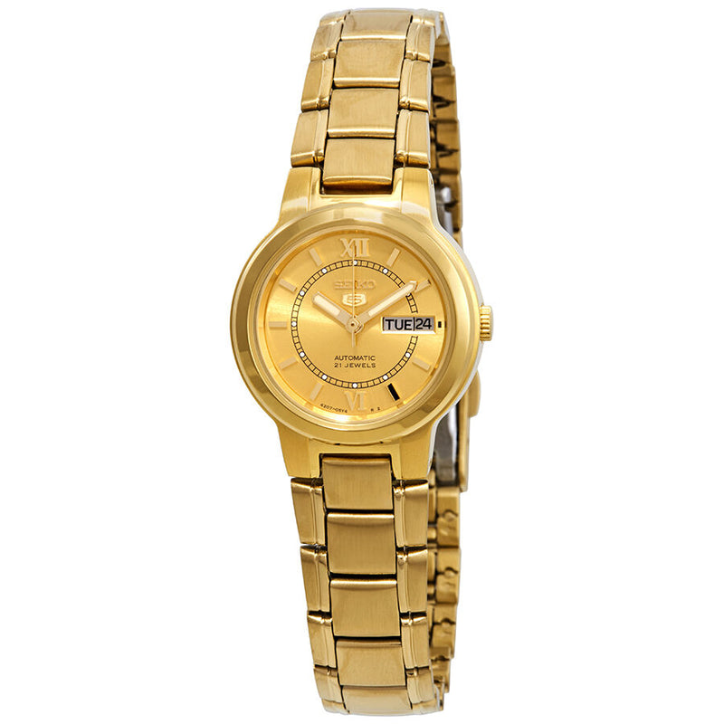 Seiko Series 5 Automatic Gold Dial Ladies Watch #SYME58 - Watches of America