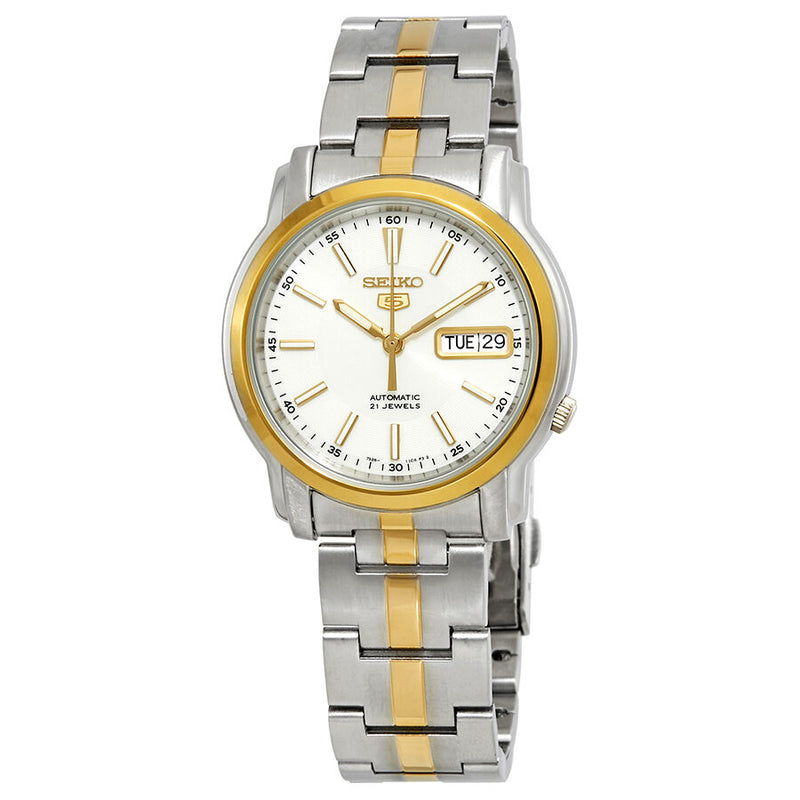 Seiko Series 5 Automatic White Dial Two-tone Men's Watch #SNKL84 - Watches of America