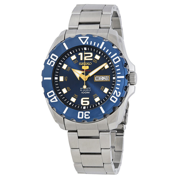 Seiko Series 5 Blue Dial Stainless Steel Men's Watch #SRPB37 - Watches of America
